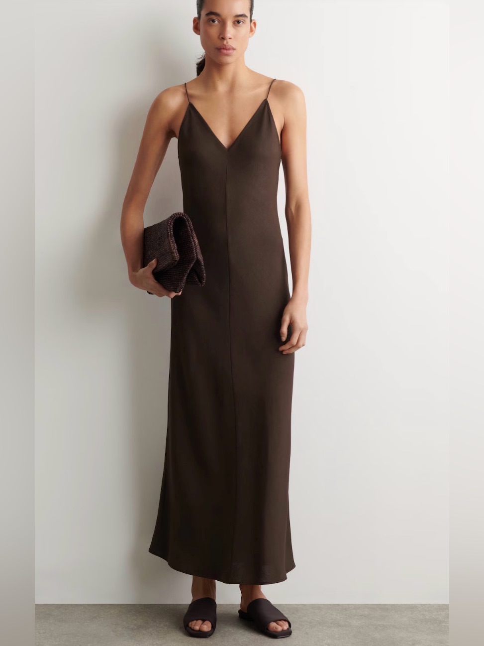 Oak + Fort Minimalist Slip Dress In Purple/Grey